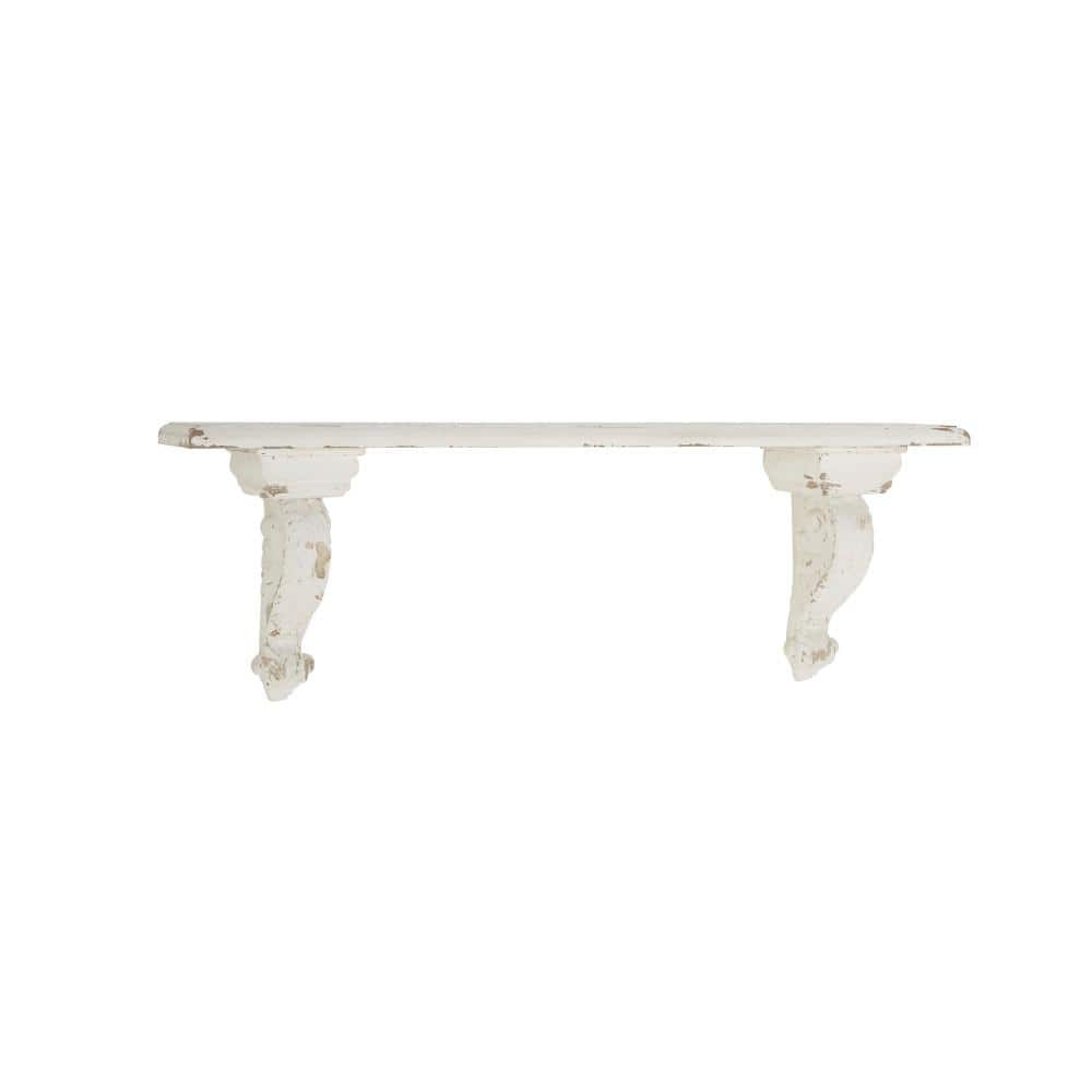 Modern White and Medium Wood 3-Tier Floating Wall Shelf