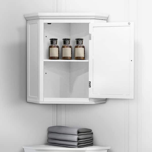 Small Corner Bathroom Storage Cabinet with Doors and Shelves