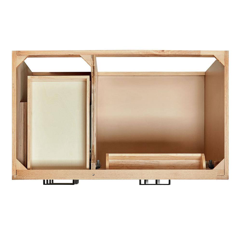 Oak Freestanding Single Vanity with Carrara Marble Top