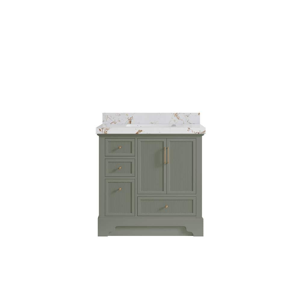 Alys 36 in. W x 22 in. D x 36 in. H Single Sink Bath Vanity Center in Evergreen with 2 in. Viola Gold qt Top price history on PriceWatchPro