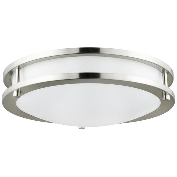 Sunlite 14 in. Brushed Nickel Dimmable Energy Star and ETL Listed Double Band Round LED Flush Mount in 4000K