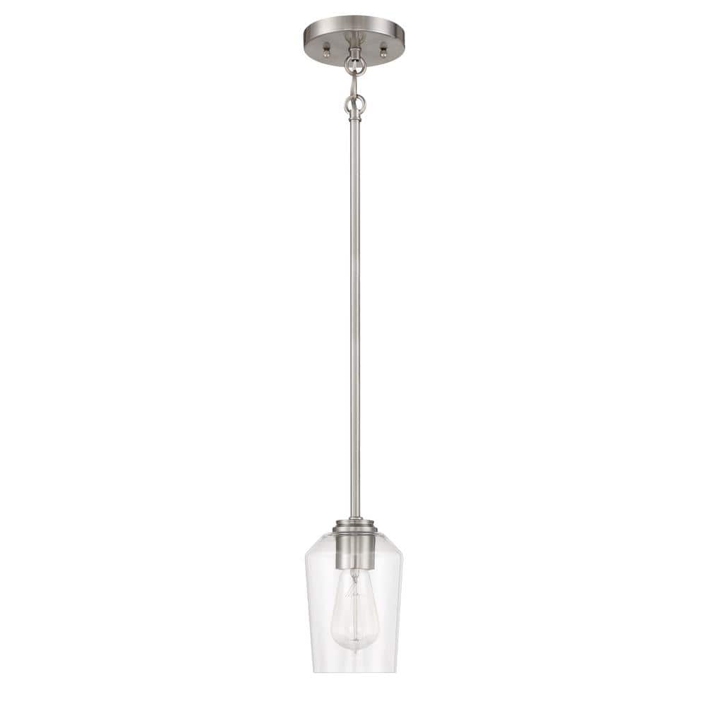 Shayna Clear Glass Mini Pendant Light with Polished Nickel Finish