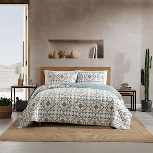 Annie 2-Piece Green/Blue 100% Cotton Twin Quilt Set