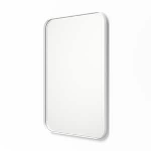 20 in. x 30 in. Metal Framed Rounded Rectangle Bathroom Vanity Mirror in White