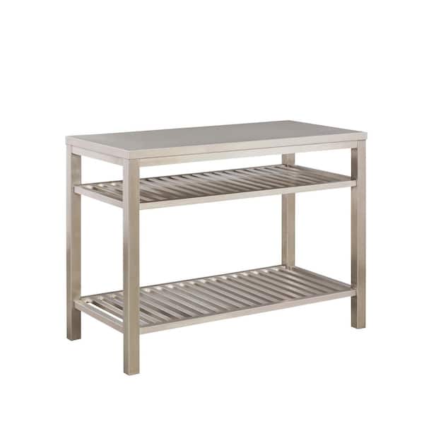 HOMESTYLES Brushed Satin Stainless Steel Kitchen Island
