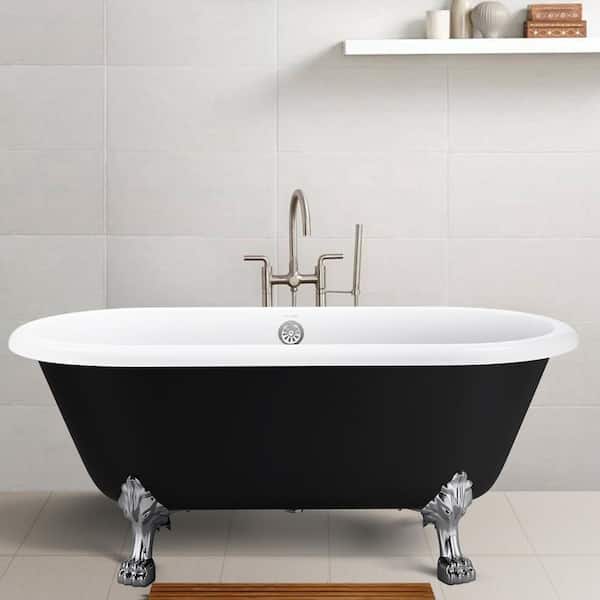 Mokleba Victoria 67 in. Luxury Acrylic Clawfoot Freestanding Soaking Non-Whirlpool Bathtub in Black