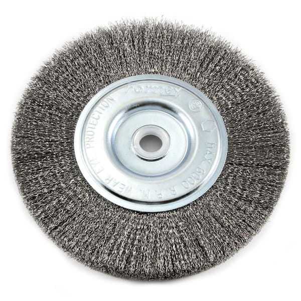 Forney 6 in. x 1/2 in. and 5/8 in. Arbor Fine Crimped Wire Bench Wheel Brush