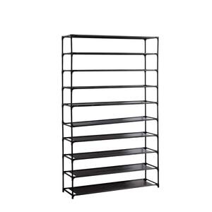 59.4 in. H 10-Tier 50-Pair Black Metal Shoe Rack Shoe Storage Cabinet