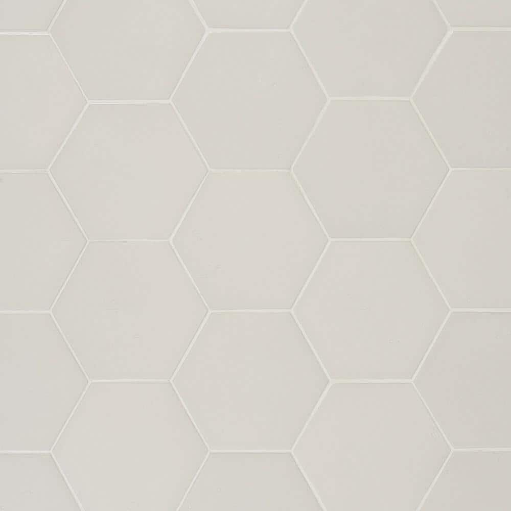 Triton Beige Glossy Hexagon Porcelain Shower Tile