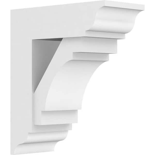 Ekena Millwork Standard Merced 5 in. W x 14 in. H x 12 in. D Signature Urethane Polyurethane Bracket With Traditional Ends
