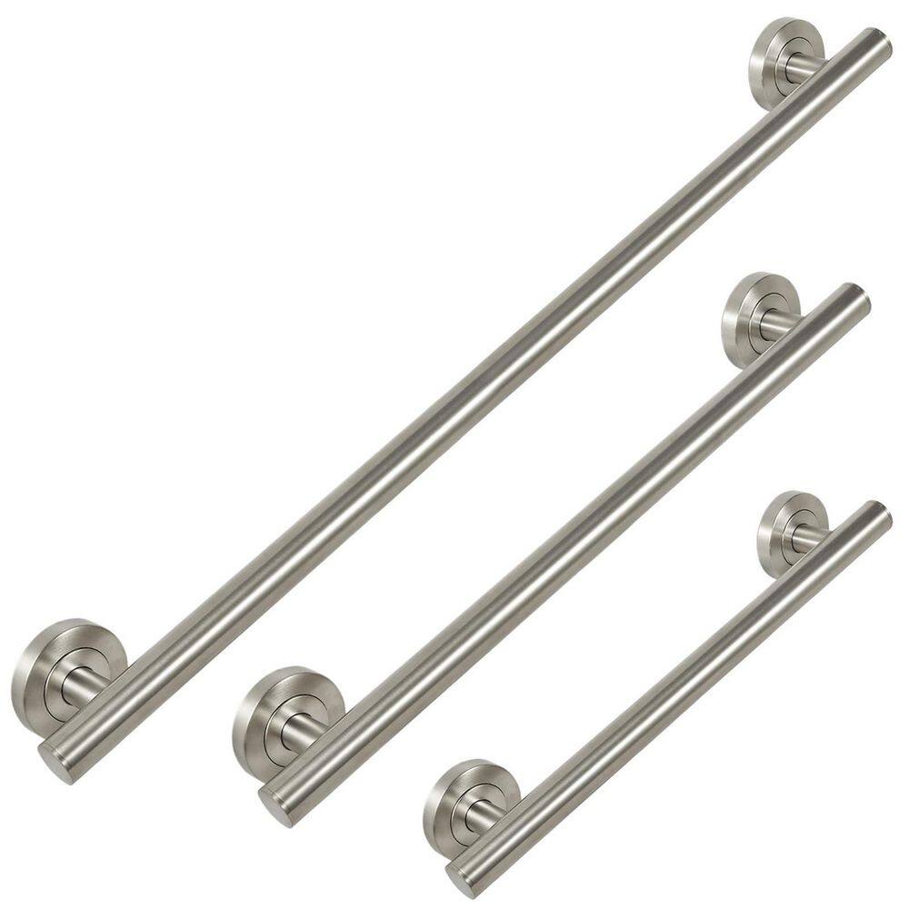 "18"" 24'' 36"" Concealed Screw Shower Grab Bar Set in Brushed Nickel for Bathtub and Toilet Safety, 3 Pack" price history on PriceWatchPro