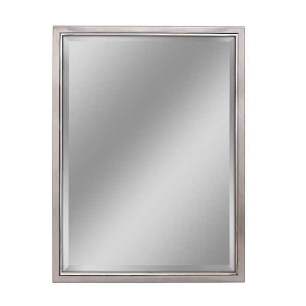Deco Mirror 30 In W X 40 H Framed, Brushed Nickel Mirror For Bathroom