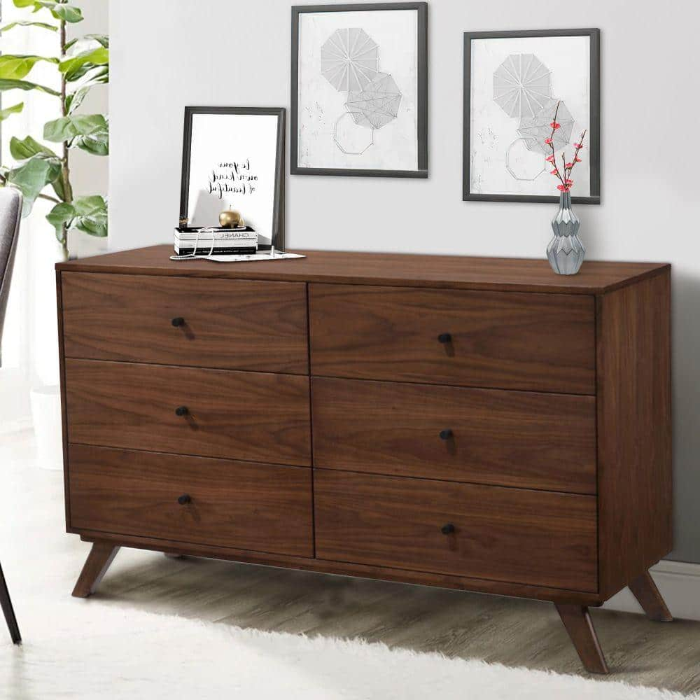 Benjara 18 in. Brown 6-Drawer Wooden Dresser Without Mirror BM211196 ...