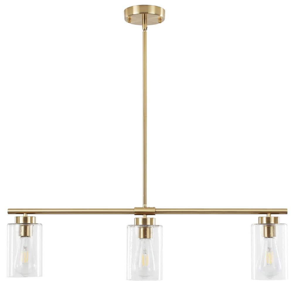 LWYTJO Kimbell 3-Light Gold Linear Island Pendant Light, Kitchen ...