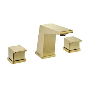 Carre 8 in. Widespread Double Handle Bathroom Faucet in Brushed Gold