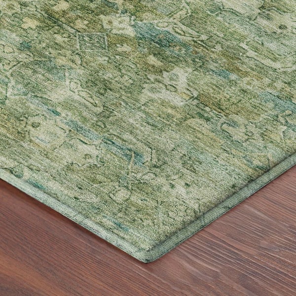 Mayfield Premium Machine Washable Abstract AMF2324 Olive 10 ft. x 14 ft. Area Rug