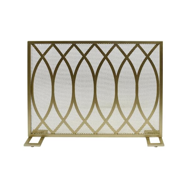 Noble House Buncombe Modern Gold Single Panel Iron Fire Screen