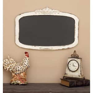 28 in. x  19 in. Wood Cream Carved Top Sign Wall Decor with Chalkboard