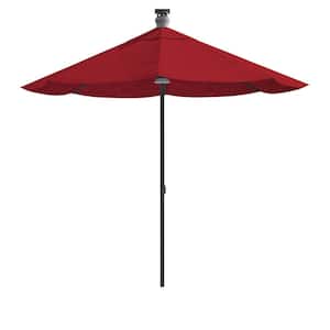 9 ft. Aluminium Smart Market Patio Umbrella in Cherry Red with Remote Control, Wind Sensor, Solar Panel, LED Lighting
