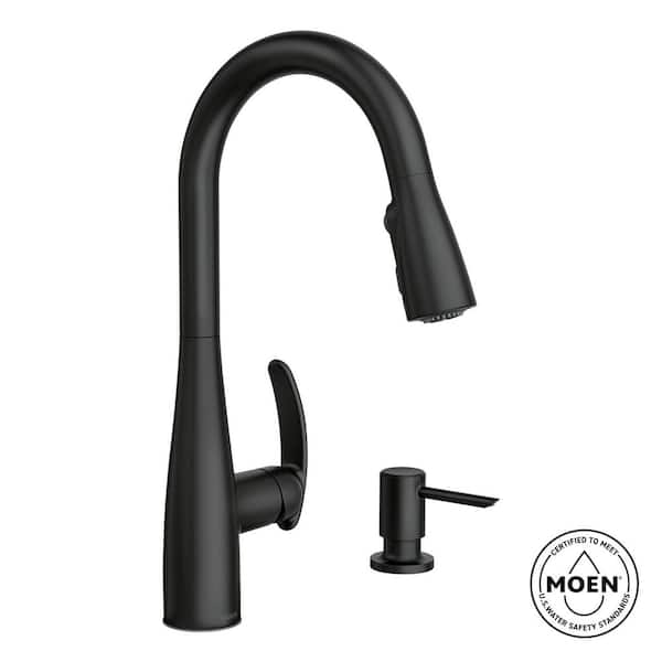 Reyes Matte Black 15.67 in. H Pull Down Sprayer Kitchen Faucet with 360 Degree Spout Swivel and Power Boost