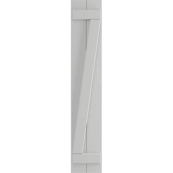 Ekena Millwork 10-3/4 in. x 53 in. True Fit PVC 2-Board Joined Board and Batten Shutters with Z-Bar, Hailstorm Gray (Per Pair)