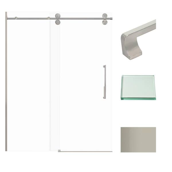 Transolid Teegan Plus 59 in. W x 80 in. H Sliding Door with Fixed Panel Semi-Frameless Shower Door with Clear Glass