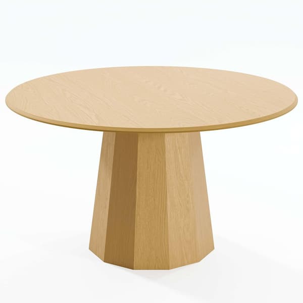 Cone Natural Colored Wood 52 in. Column Base Duckbill Edge Dining Table for 6