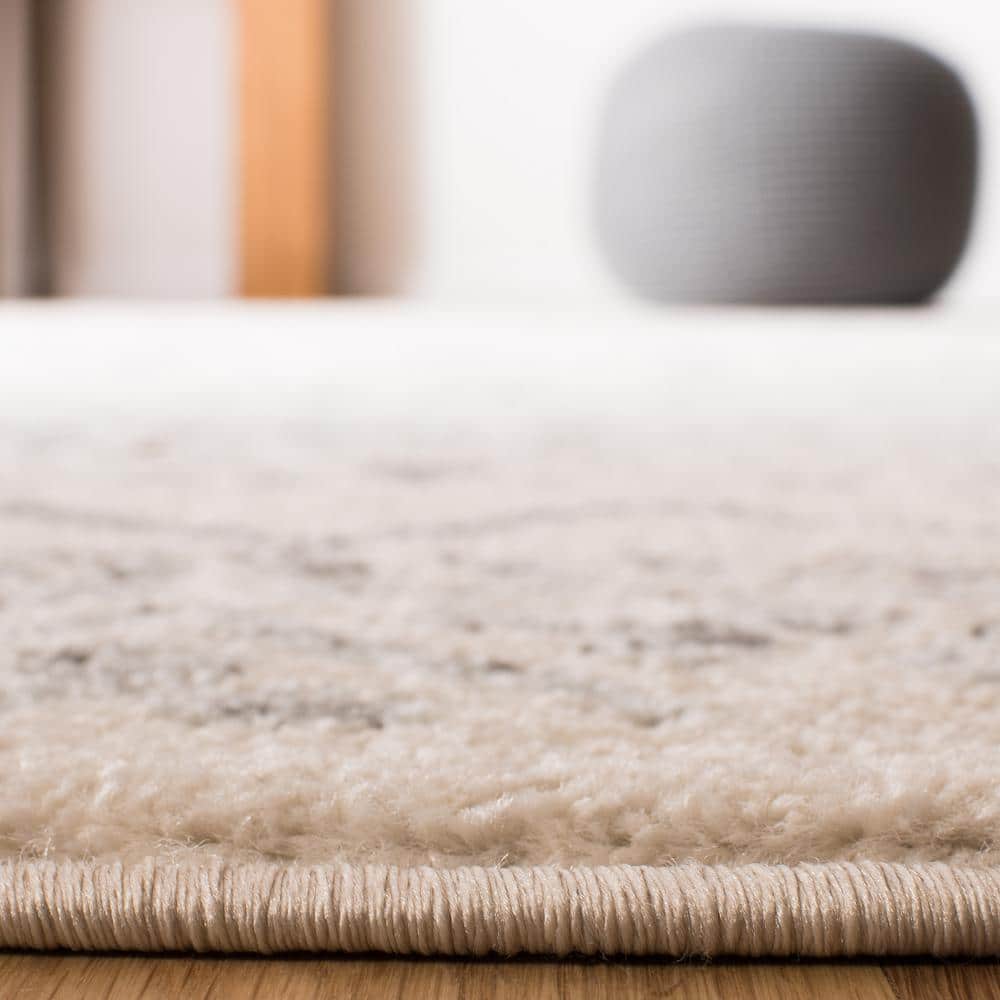 Ivory and Grey Synthetic Runner Rug, 2' x 21'