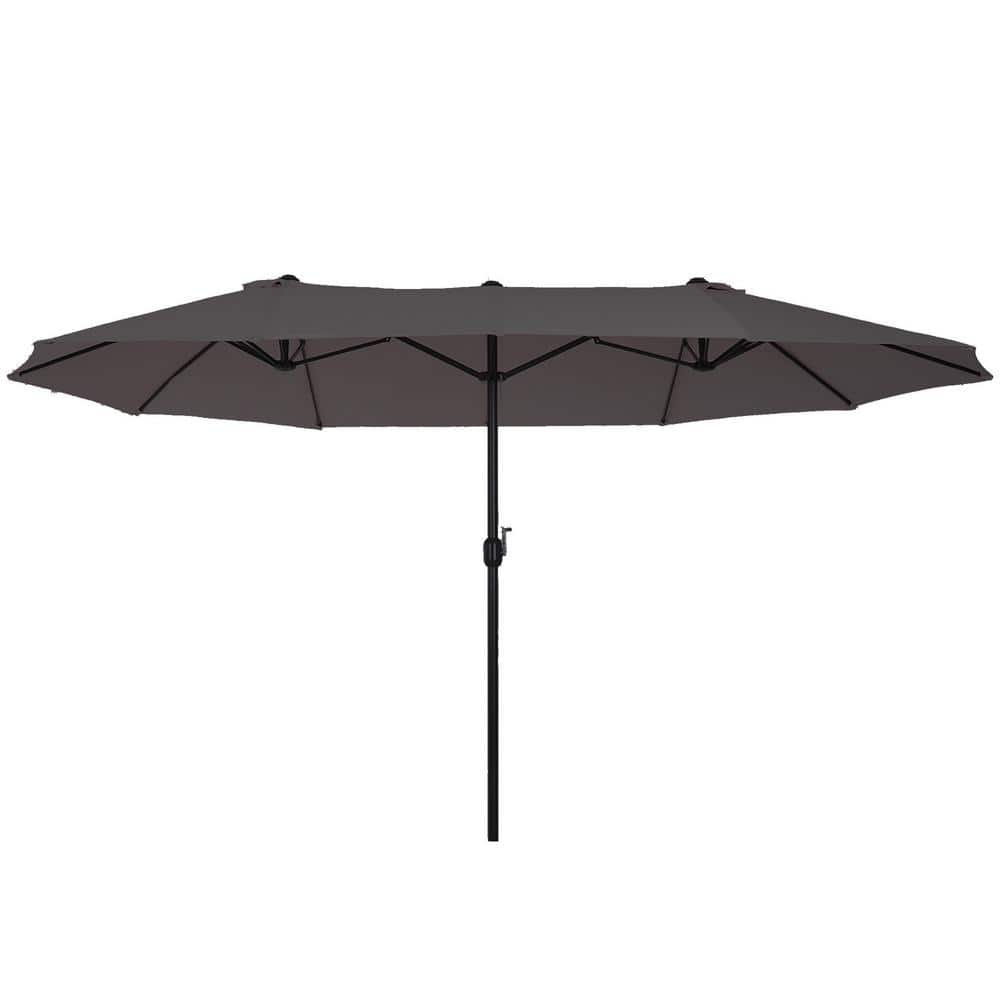 15 ft. Steel Patio Market Patio Umbrella Extra Large with Crank Handle in Gray price history on PriceWatchPro