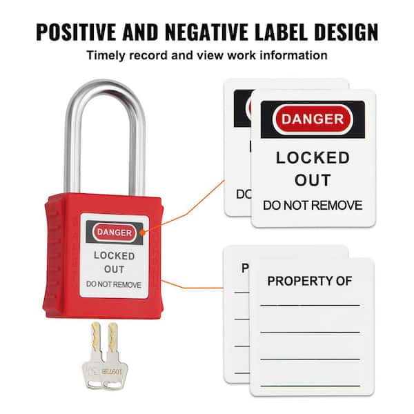 10-Pack Lockout Tagout Padlocks - Keyed Differently Safety Locks For LOTO Procedures