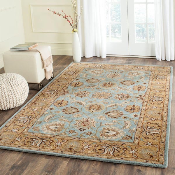 Heritage Blue/Gold 5 ft. x 8 ft. Border Area Rug