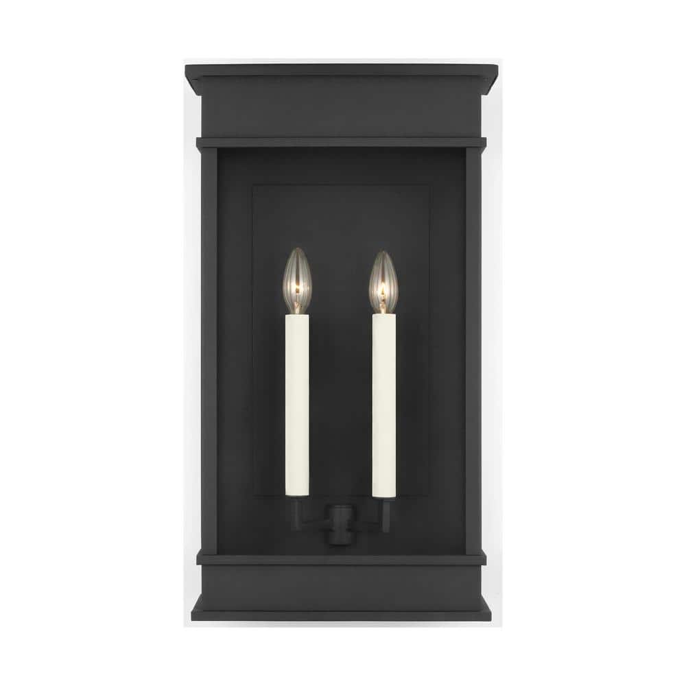 Cupertino Textured Black 2-Light Outdoor Wall Lantern