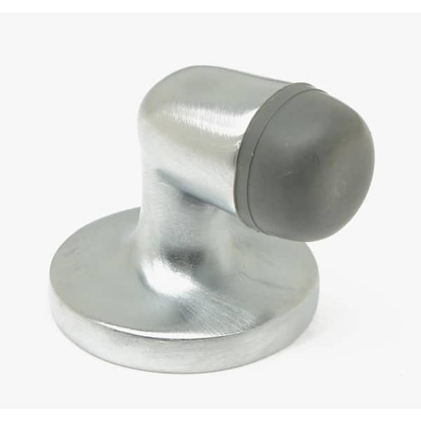 idh by St. Simons Mini Solid Brass Door Stop Floor Mounted Gooseneck in Satin Chrome