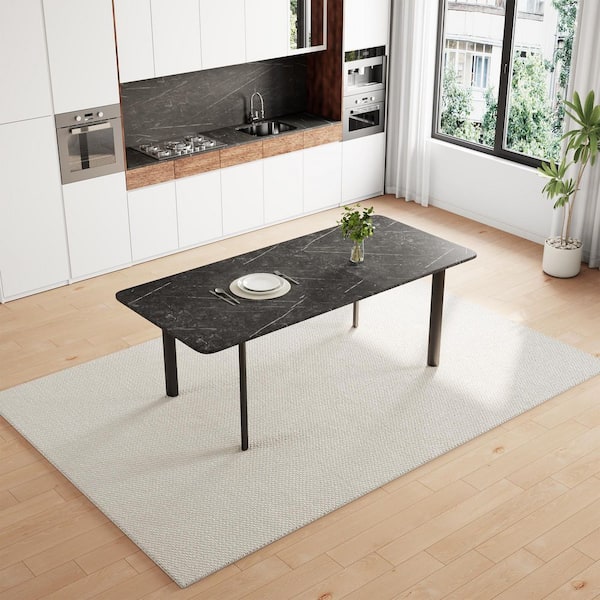 Modern 1-Piece Extendable Rectangle Gray MDF Top Dining Room Set Seating 4-6 People (78.7 in. Table)