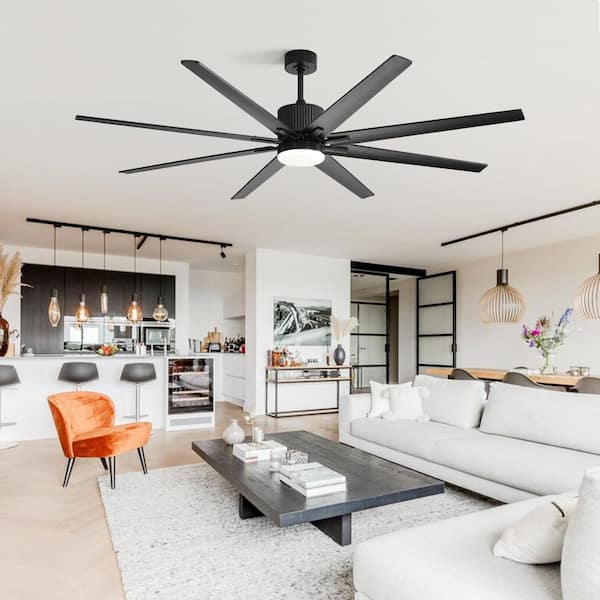 Avex 76 in. Smart Indoor Black Standard Ceiling Fan with Remote Control and Dimmable LED Light