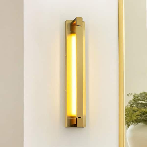 Noah 23.6 in. 1-Light Brushed Gold Linear Dimmable LED Vanity Light