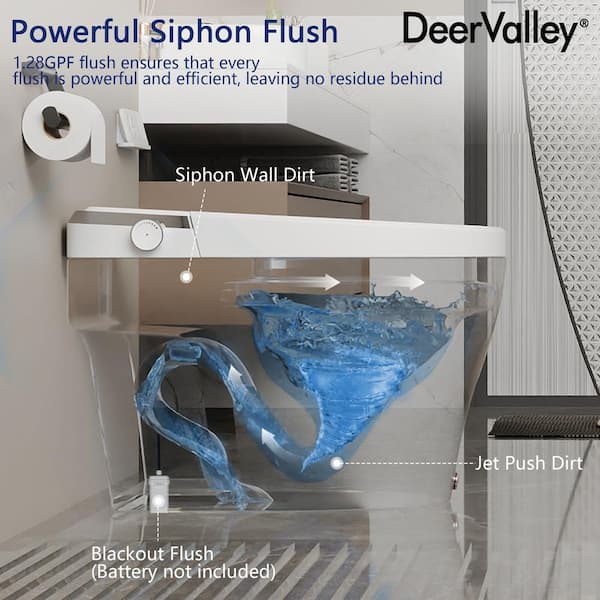 DEERVALLEY Elongated Smart Toilet with Bidet, Heated Seat, and Remote Control