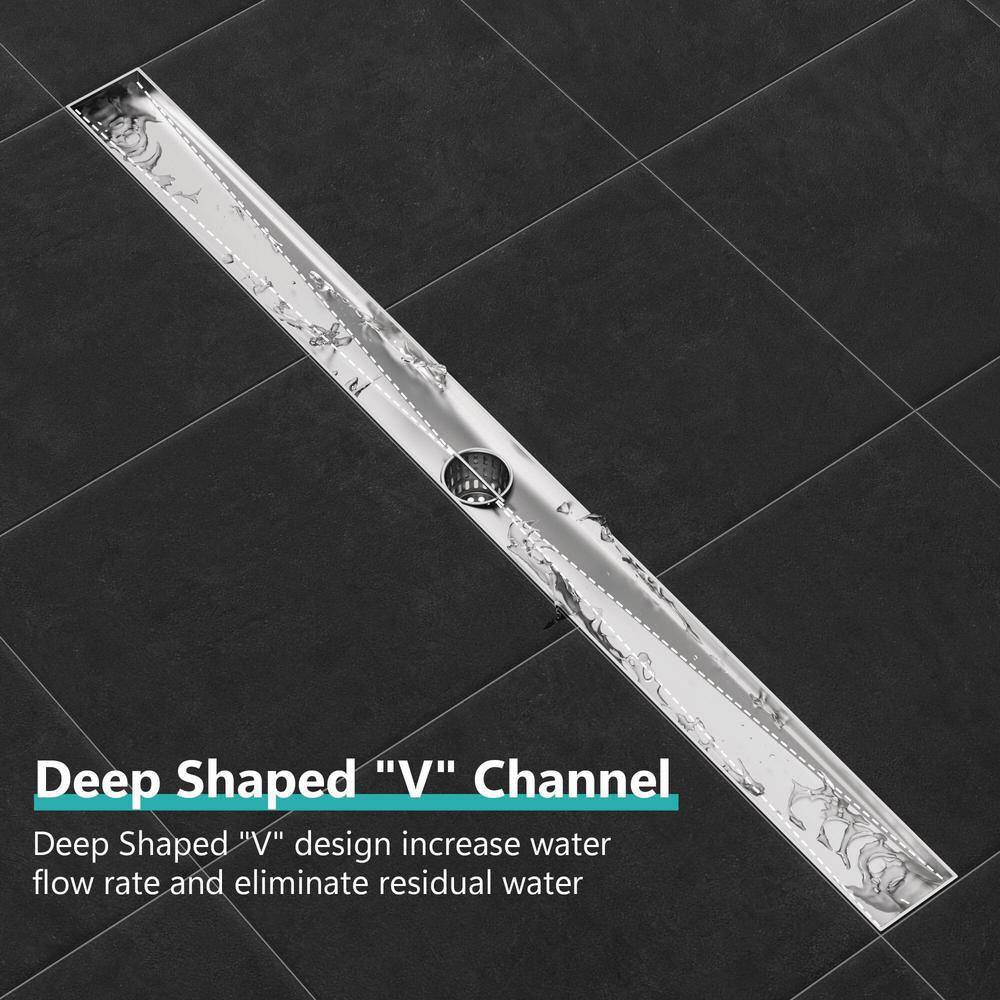 32 Inch Stainless Steel Linear Shower Drain with Square Pattern