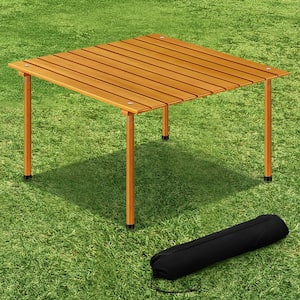 Camping Table Natural Wood Fold Up Lightweight Roll Up Table with Carry Bag