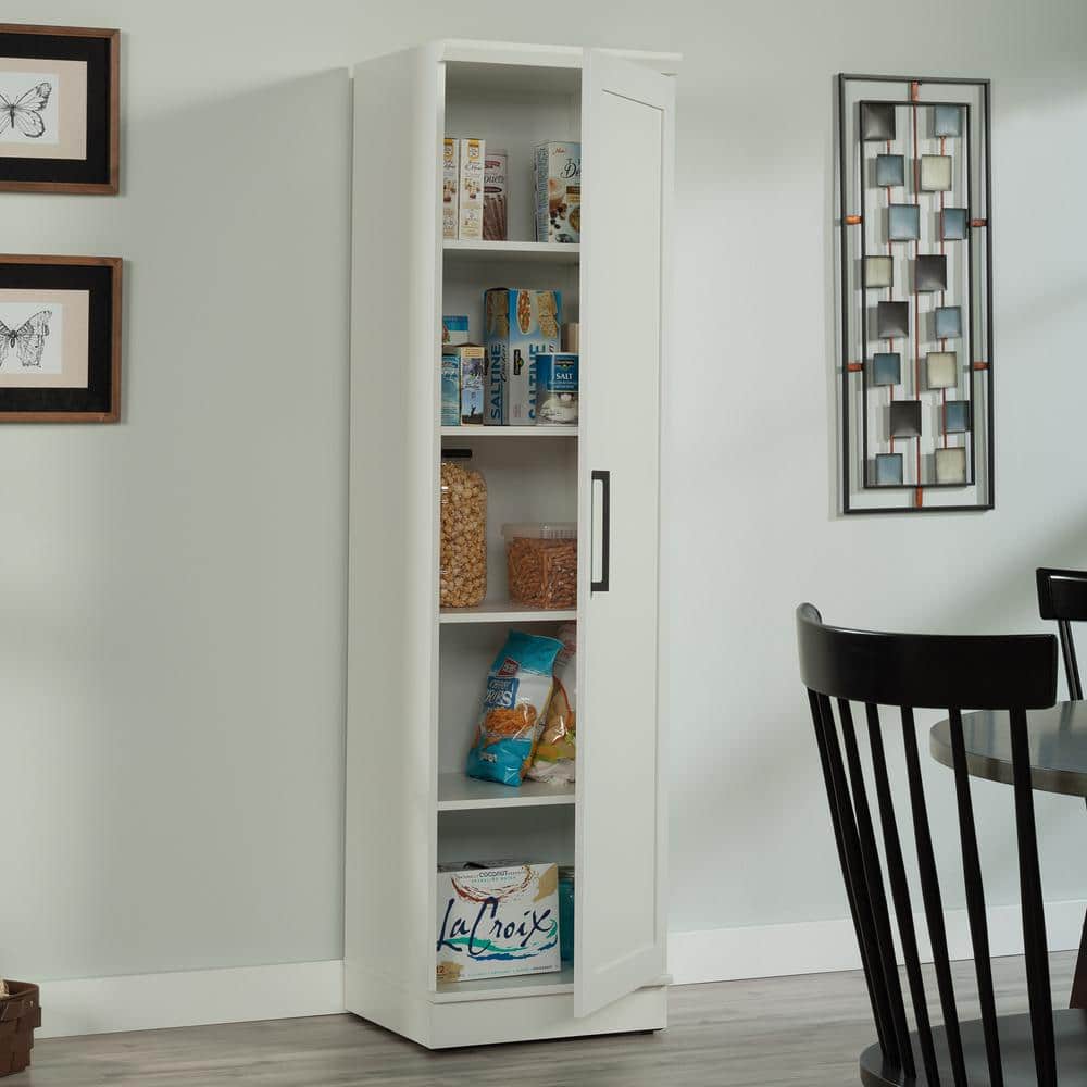 Soft White Tall Kitchen Storage Cabinet with Adjustable Shelves