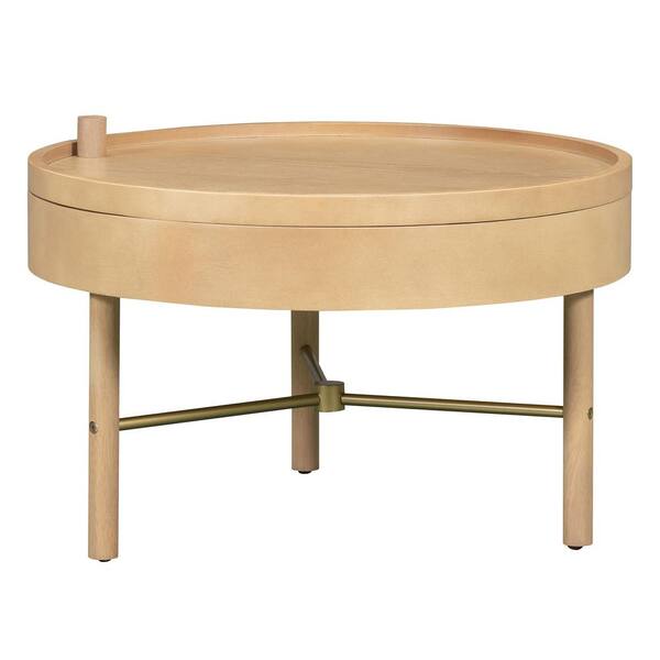 Harper & Bright Designs 24 in. Natural Round Wood Coffee Harper & Bright Designs 24 in. Natural Round Wood Coffee