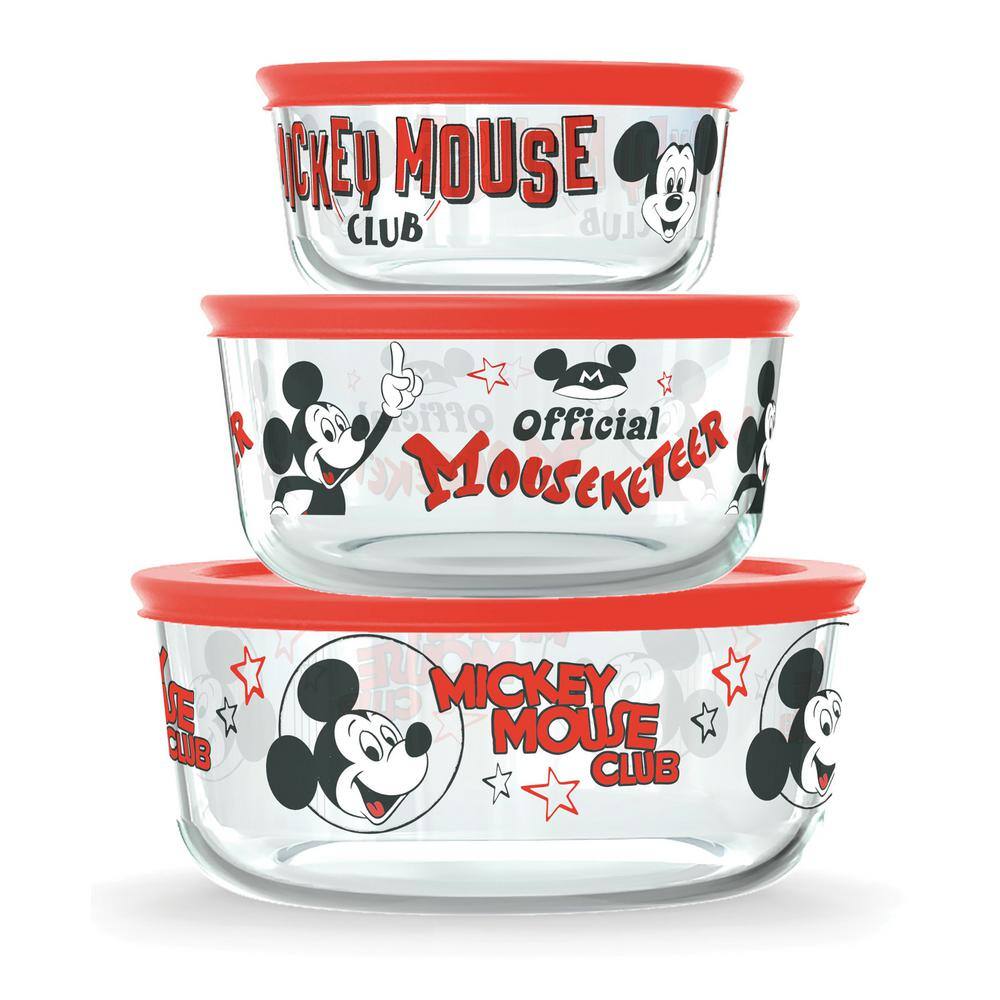 Disney Pyrex Mickey Bowls, New set of 3 , 4 cup storage glass with