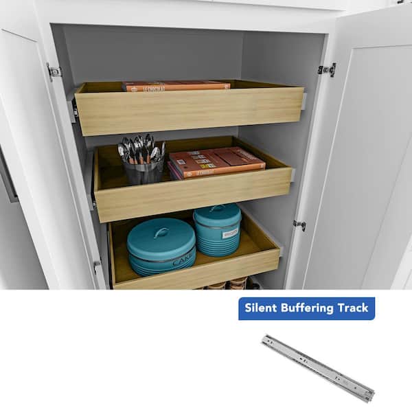 26 in. W x 20.4 in. D x 3.3 in. H in Wood Color Rollout Drawer for Kitchen Cabinets and Shelves
