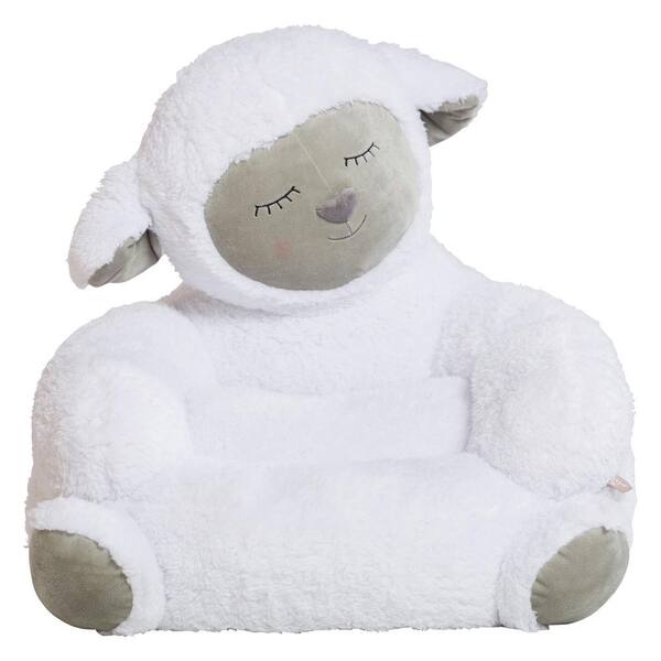 Trend Lab White, Gray Children's Plush Lamb Character Chair