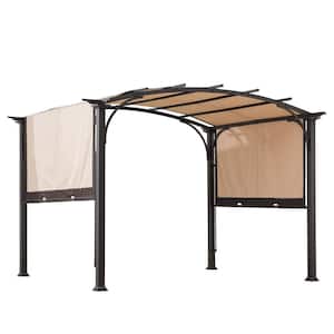 Sherman Oaks 9.5 ft. x 11 ft. Brown Steel Arched Pergola with 2-Tone Adjustable Shade
