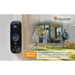 Toucan Wireless Video Doorbell Camera 1080p HD, 180° Viewing, Wi-Fi enabled with 2-Way Communication