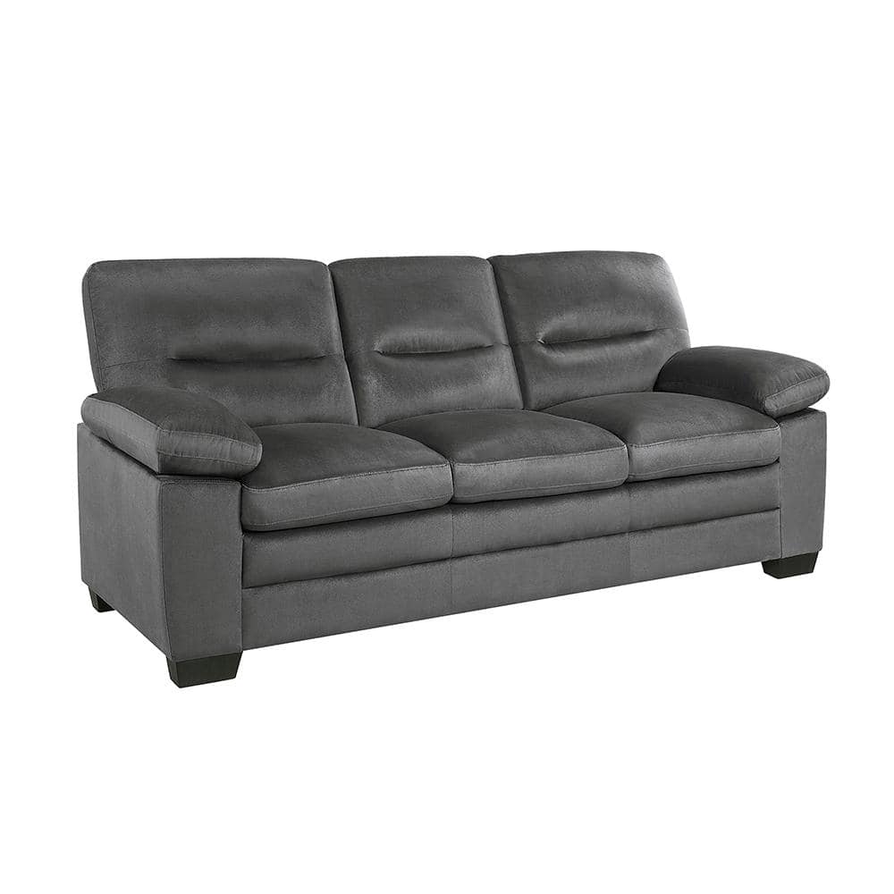 Solomon Dark Gray Fabric 3-Seat Lawson Sofa with Pillow-Top Arms