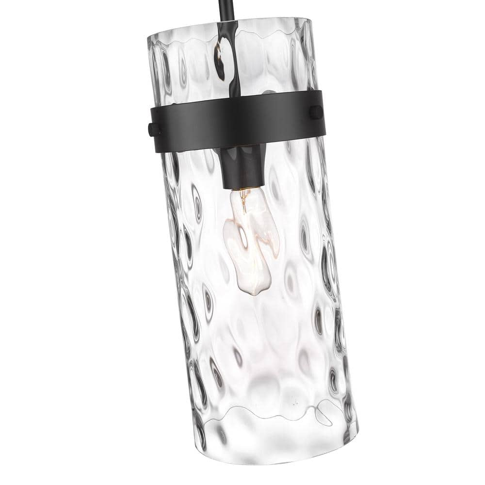 Fontaine Matte Black and Glass Indoor/Outdoor Pendant Light