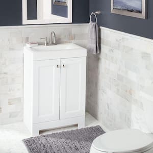 Shaila 24.5 in. W x 16.25 in. D x 35.06 in. H Single Sink Bath Vanity in White with White Cultured Marble Top