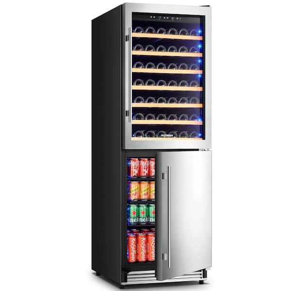 BODEGA 24 in. Dual Zone 77-Wine Bottles and 180-Cans Built-In or Freestanding Beverage & Wine Cooler in Stainless Steel